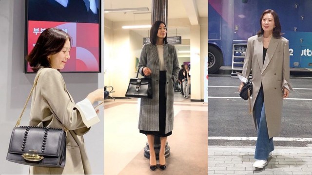 Tampilan modis ke kantor ala Kim Hee Ae. Foto: Instagram/@heeae_official, yg_stage