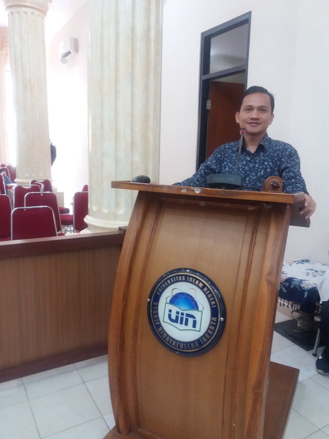 Dok. Pribadi. Penulis sedang pemanasan Promosi Doktor di Sekolah Pascasarjana UIN Syarif Hidayatullah Jakarta.