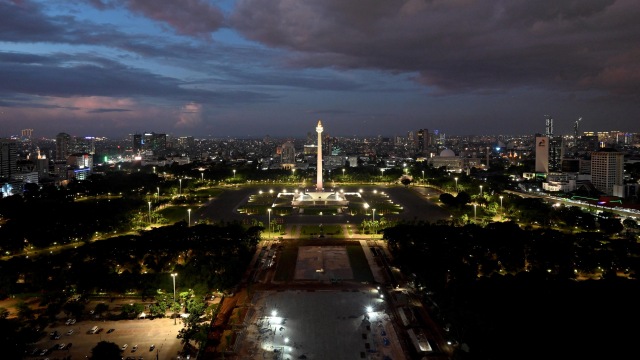 Suasana Monumen Nasional (Monas) di Jakarta. (10/2/2020). Foto: ADEK BERRY / AFP