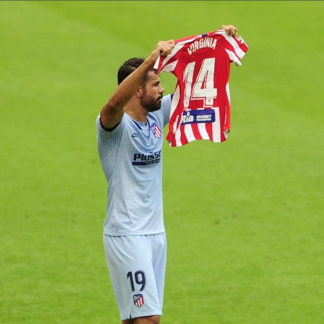 Tribute dari Diego Costa untuk Virginia Torrecilla. Foto: Dok. Atletico Madrid