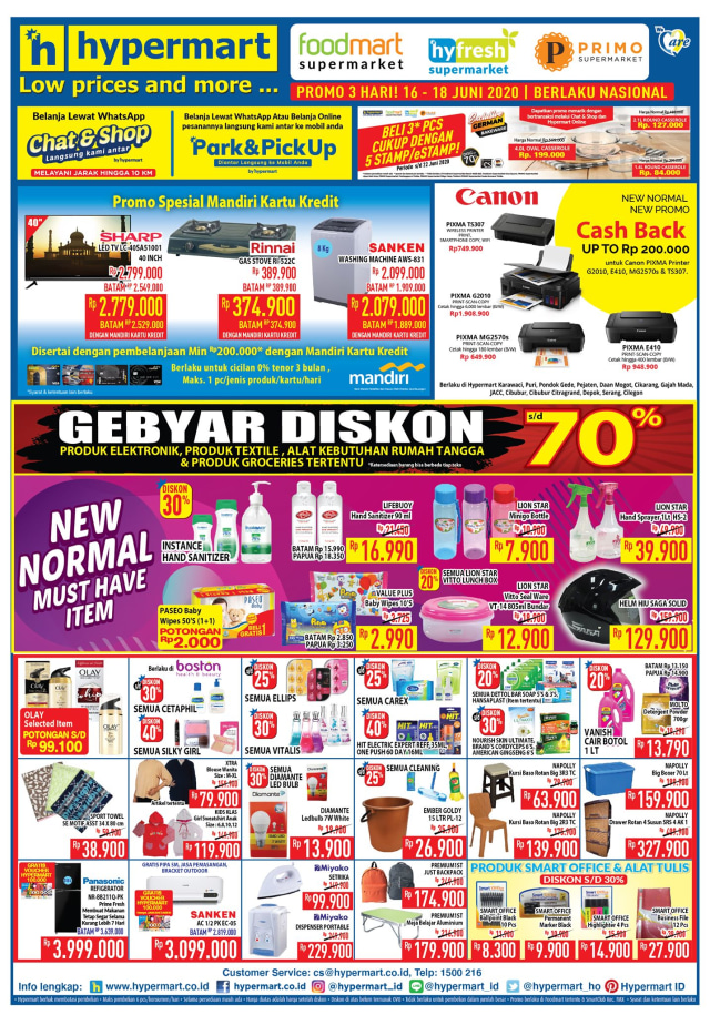 Promo Hypermart Periode 16-18 Juni 2020, Belanja Perlengkapan New Normal Murah (63422)