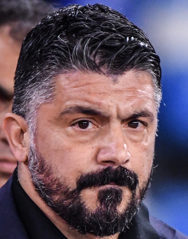 Gennaro Gattuso memimpin Napoli di laga Serie A 2019/20 melawan Juventus. Foto: AFP/Alberto Pizzoli