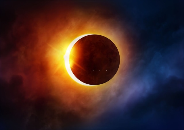 Ilustrasi gerhana matahari. Foto: iStock