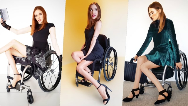 Claire Freeman, perempuan dengan kursi roda asal New Zealand yang menjadi model di Milan Fashion Week.
 Foto: Instagram/@claire.freeman.nz