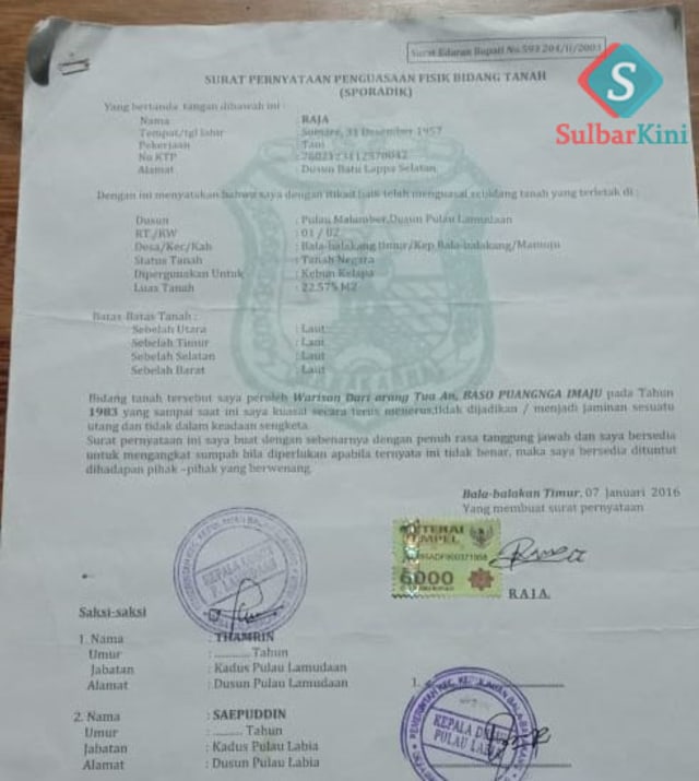 Pengakuan Raja, Warga Mamuju yang Dikabarkan Jual Pulau Malamber Rp 2 Miliar (145482)