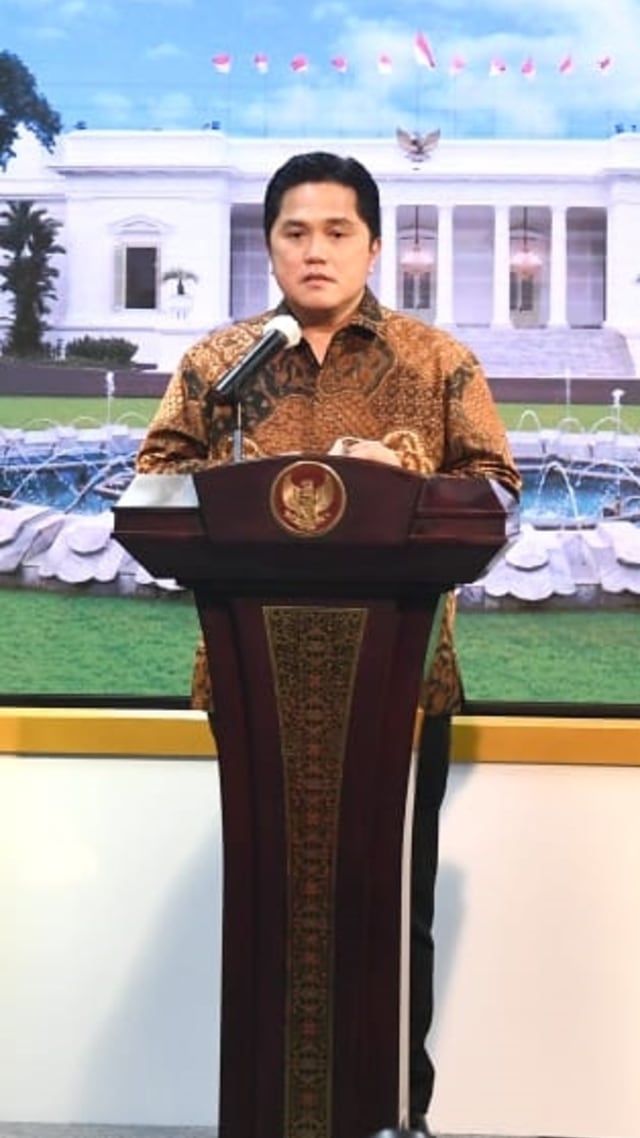 Menteri BUMN Erick Thohir saat meberikaan pernyataan di Istana Negara, Jakarta, Rabu (24/6). Foto: Kementerian BUMN