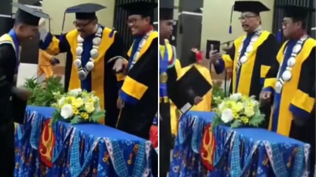 Antara Malu dan Kesal, Ekspresi Lucu Dekan Salting saat Wisudawan Lupa