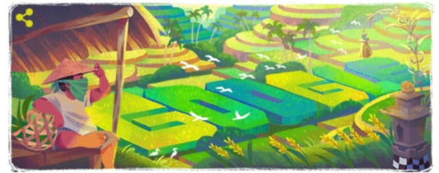 Google Doodle menampilkan Subak Bali. Foto: Google