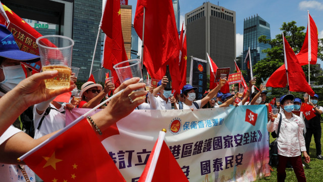 Perayaan Pendukung Pro-China di Hong Kong