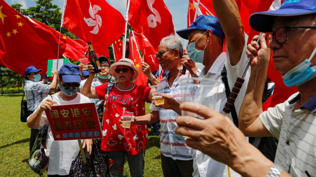 Perayaan Pendukung Pro-China di Hong Kong