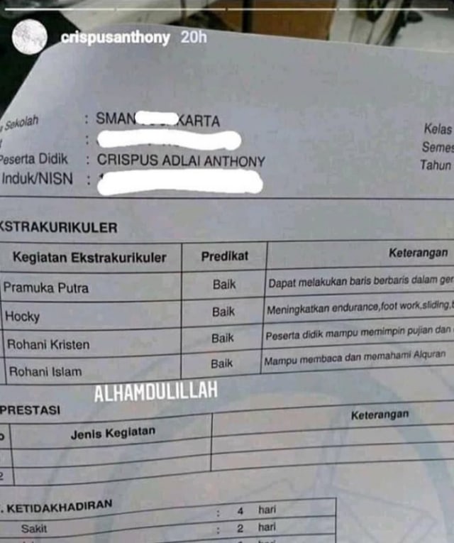 Viral seorang siswa SMA Negeri di Jakarta ikuti ekskul dua agama sekiligus. (Foto: Instagram/Tangkapan Layar @awreceh.id)