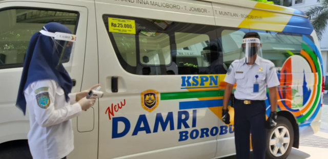 New Damri Borobudur yang disiapkan untuk melakukan perjapanan wisata dari Malioboro ke Borobudur. Foto: len.