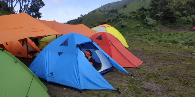 Tenda-tenda pendaki saat mendaki di TN Gunung Merbabu (2019). Foto: Tim Jelajah 54 TN Indonesia