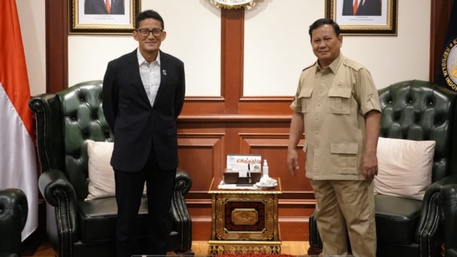 Menhan Prabowo bertemu dengan Sandiaga Uno. Foto:  Dok. Tim Sandiaga Uno