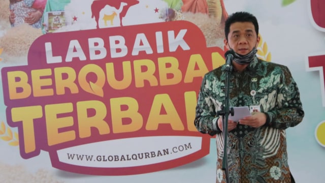 Wagub DKI Jakarta, Ahmad Riza Patria menghadiri acara peresmian program Sentra Qurban Terbaik 2020 di Cakung, Jakarta Timur. Foto: Dok. Pemprov DKI Jakarta