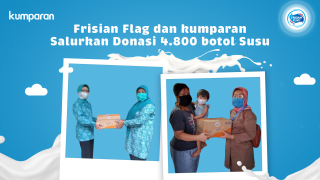 Frisian Flag dan kumparan salurkan donasi di Bandung. dok. kumparan