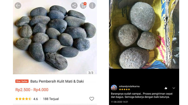 Batu yang laris terjual di olshop. (Foto: Fadli Kelana/Facebook)