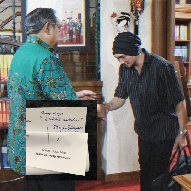 Anji usai mempresentasikan lagu ciptaannya untuk Ani Yudhoyono di hadapan SBY. Foto: Instagram/@duniamanji