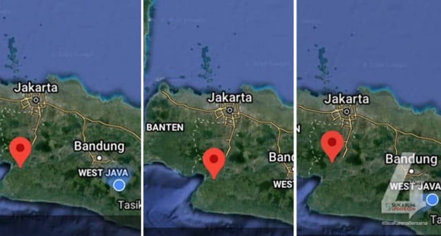 Kiri ke kanan, urutan gempa darat yang diduga bersumber dari sesar lokal Sukabumi selama dua hari terakhir | Sumber Foto:bmkg