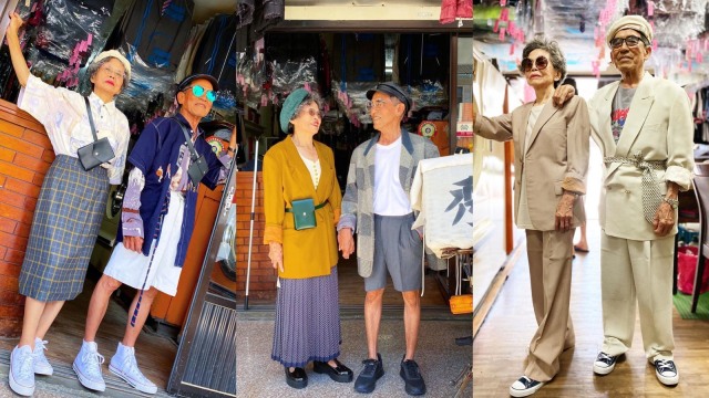 Viral, Kakek Nenek Asal Taiwan Tampil Stylish saat OOTD pakai Baju Bekas Laundry Foto: dok. Instagram/ @wantshowasyoung