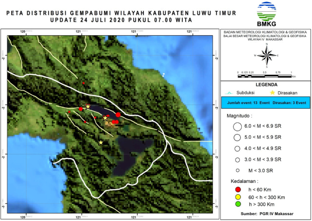 Update gempa di sorowako, Kabupaten Luwu Timur. Foto: Dok-BMKG