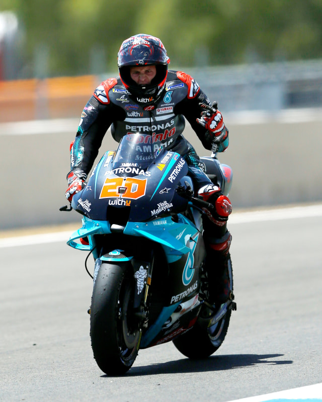 Pebalap MotoGp Fabio Quartararo di Sirkuit Jerez, Spanyol. Foto: Marcelo Del Pozo/REUTERS