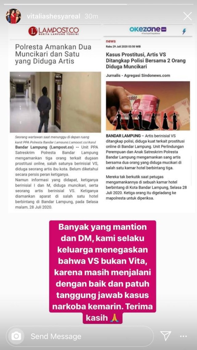 Heboh Artis VS Ditangkap karena Prostitusi di Lampung, Vitalia Shesya Buka Suara (2)