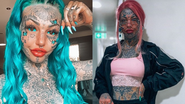 Amber Luke, perempuan yang punya 600 tato di tubuh dan disebut mirip naga. Foto: dok Instagram Amber Luke