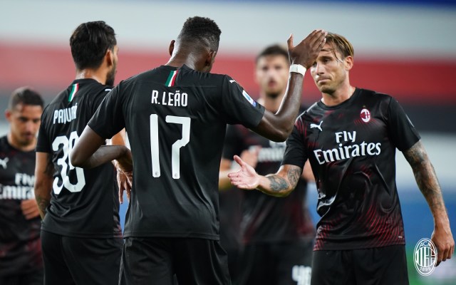 Pemain AC Milan merayakan kemenangan saat melawan Sampdoria. Dok. Twitter @acmilan