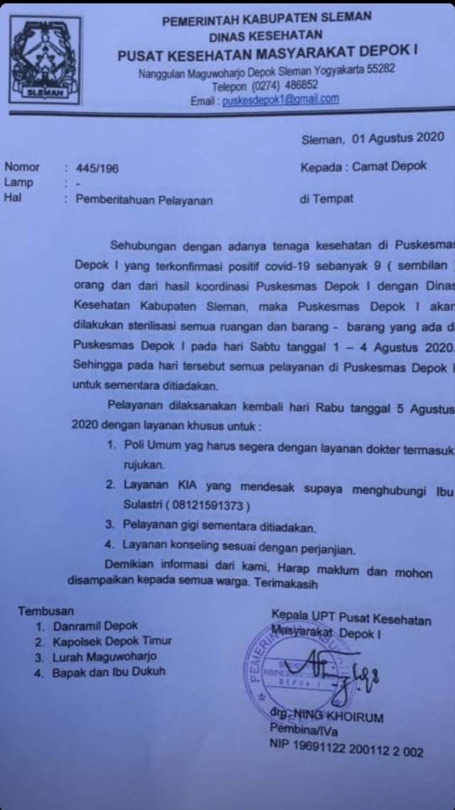 9 Nakes Positif COVID-19, Puskesmas Depok I Ditutup 4 Hari (39238)