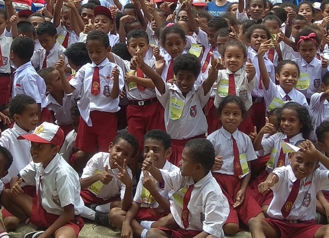 Pelajar sekolah dasar di Kota Jayapura. (BumiPapua.com/Katharina)