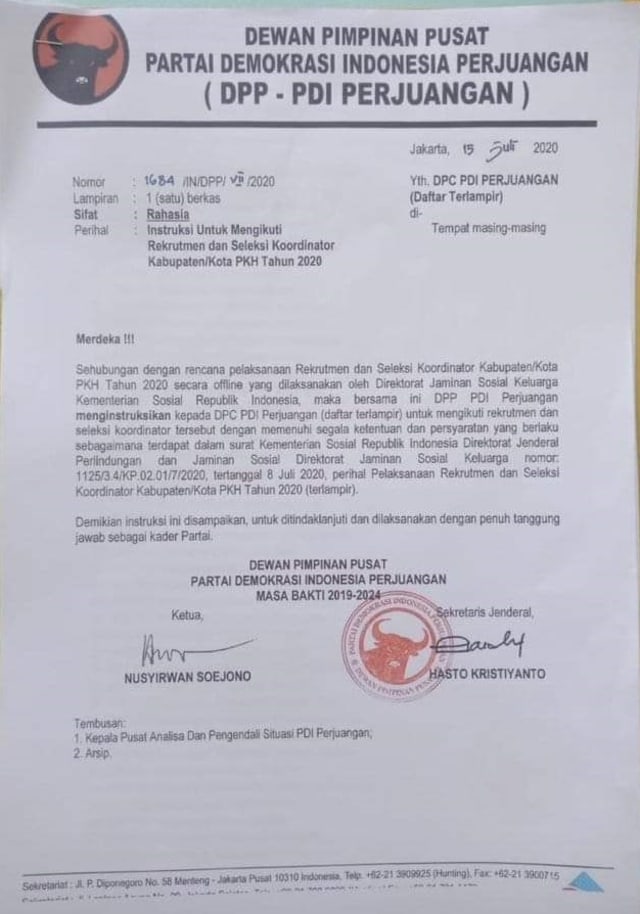 PDIP Beri Instruksi Pengurus Kab/Kota Daftar Jadi Koordinator PKH Kemensos (42518)