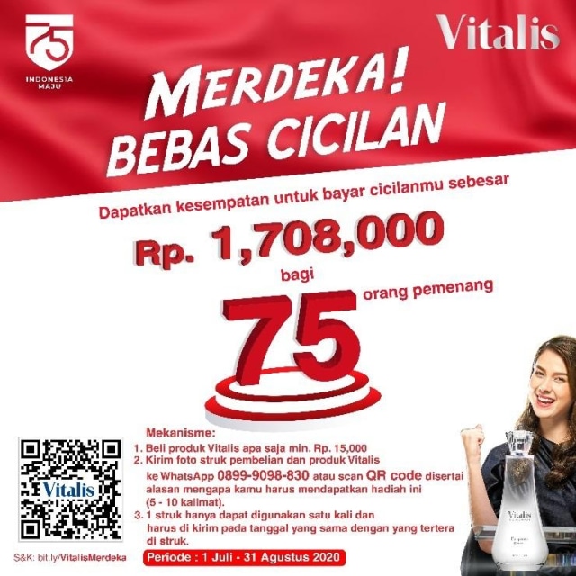 Campaign “Vitalis Merdeka! Bebas Cicilan” membantu para perempuan Indonesia agar bisa ‘merdeka’ dari beban keuangan atau membayar cicilan.