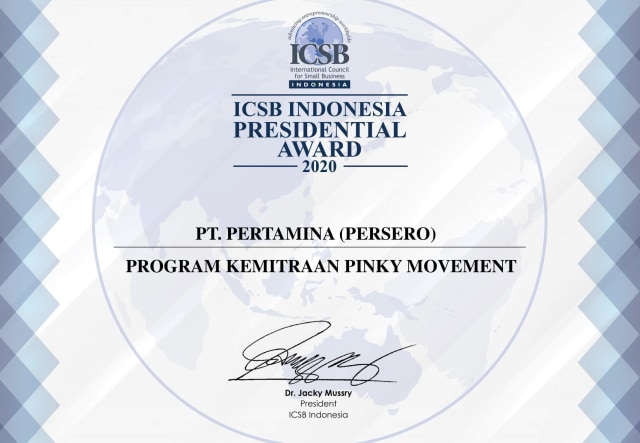 Program kemitraan Pinky Movement Pertamina berhasil meraih penghargaan dari ICSB. Foto: Pertamina
