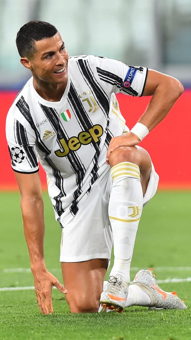 Pemain Juventus Cristiano Ronaldo saat laga melawan Olympique Lyonnais di Allianz Stadium, Turin, Italia, Jumat (7/8). Foto: Massimo Pinca/REUTERS