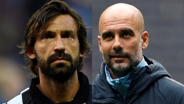 Andrea Pirlo dan Pep Guardiola. Foto: Reuters/Dylan Martinez & John Sibley