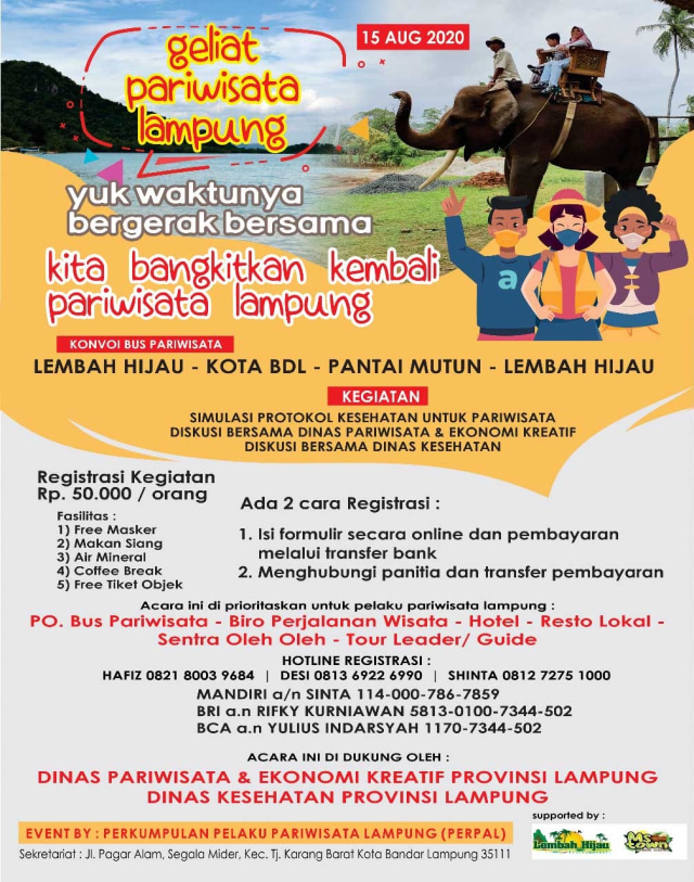 Geliatkan kembali pariwisata Lampung, Perpal akan gelar kegiatan khusus, Kamis (13/8) | Foto : Istimewa