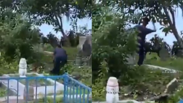 Remaja Rusak Nisan-nisan di Permakaman, Aksinya Direkam Teman Sambil Cekikikan (5429)