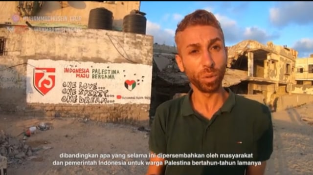 Viral warga Palestina turut merayakan kemerdekaan Indonesia di tengah konflik dengan Israel. (Foto: YouTube/Tangkapan Layar Muhammad Husein Gaza)