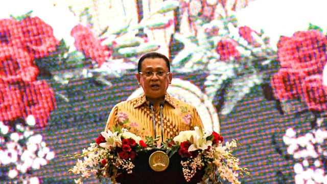 Ketua MPR Bambang Soesatyo saat menghadiri Hari Konstitusi 2020 di Gedung Nusantara IV, Kompleks Parlemen, Senayan, Jakarta, Selasa (18/8). Foto: M Risyal Hidayat/ANTARA FOTO
