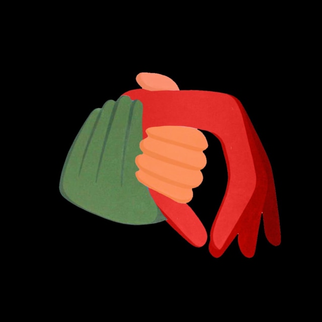Logo Tersalur: tangan yang saling menggenggam, merangkul, dan berbagi