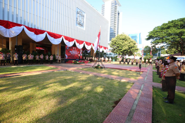 Suana upacara hari Pramuka ke-59 di Balai Kota. Foto: Dok Pemprov