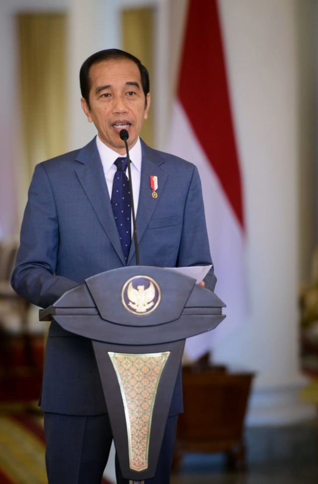 Presiden Joko Widodo saat memberikan sambutan di HUT ke-22 PAN secara virtual. Foto: Foto: Muchlis Jr/Biro Pers Sekretariat Presiden