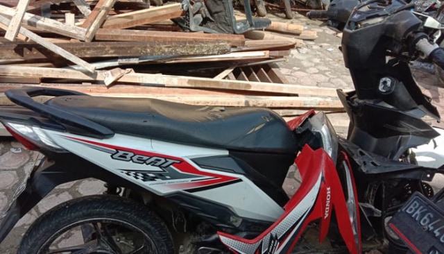 Barang bukti sepeda motor yang digunakan pelaku saat menjalankan aksinya. Foto: Istimewa