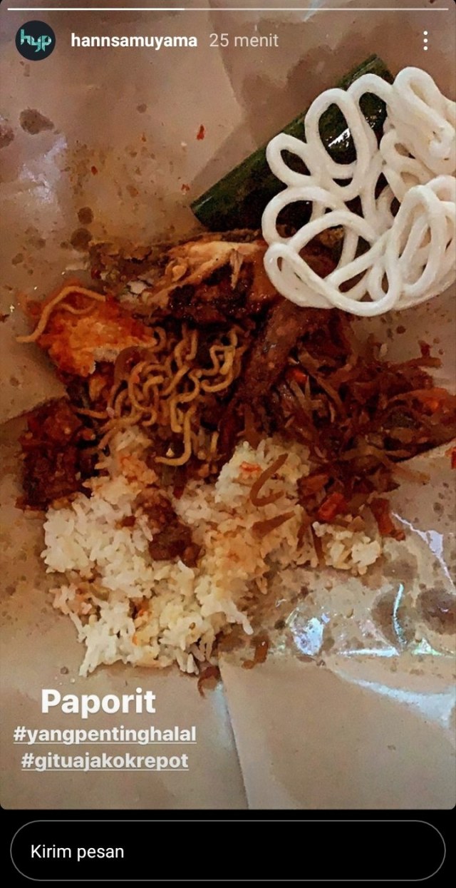 Tangkapan layar Instagram Hansamu Yama Pranata terkait makan tidak sesuai porsi atlet. Foto: Instagram/Hansamu Yama Pranata 