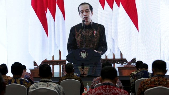 Presiden Joko Widodo memberi sambutan di acara Aksi Nasional Pencegahan Korupsi (ANPK), secara virtual, Rabu (26/8). Foto: Humas KPK