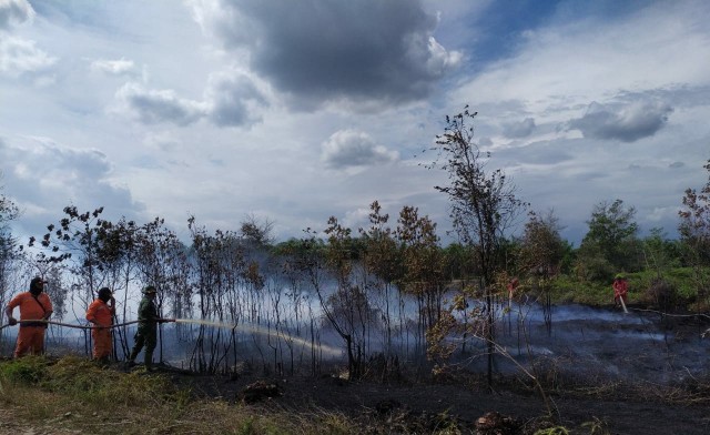 Upaya pemadaman kebakaran hutan dan lahan di Sumsel. (Foto. BPBD Sumsel)