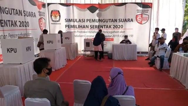 Simulasi Pilkada dengan Protokol Kesehatan di Indramayu. Foto: KPU RI