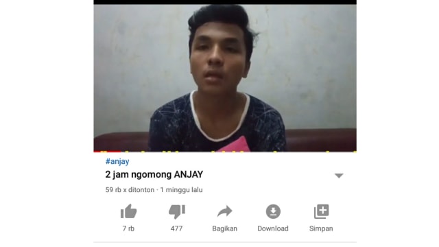 Youtuber mengucapkan kata anjay 2 jam tanpa henti. Sumber Foto: Youtube.com/@Tama