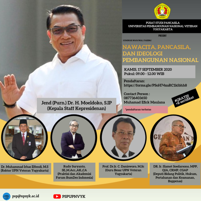 e-Poster seminar nasional 'Nawacita, Pancasila, dan Ideologi Pembangunan Nasional' UPNVY. Foto: dok. UPNVY.